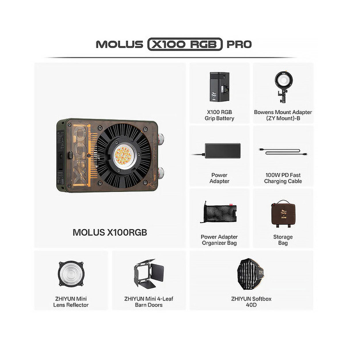 ZHIYUN Molus X100 PRO - RGB - LUZ LED · imagen 3